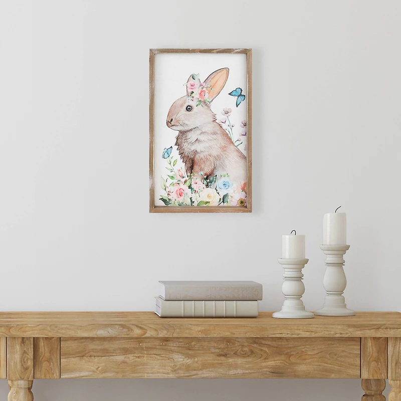 Easter Bunny with Flowers Framed Wall Décor