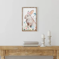 Easter Bunny with Flowers Framed Wall Décor