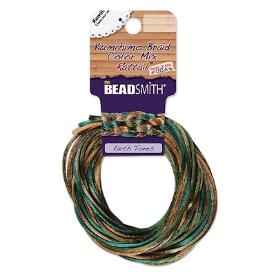 The Beadsmith® Rattail™ 2mm Earth Tones Mix Kumihimo Braid Satin Cord