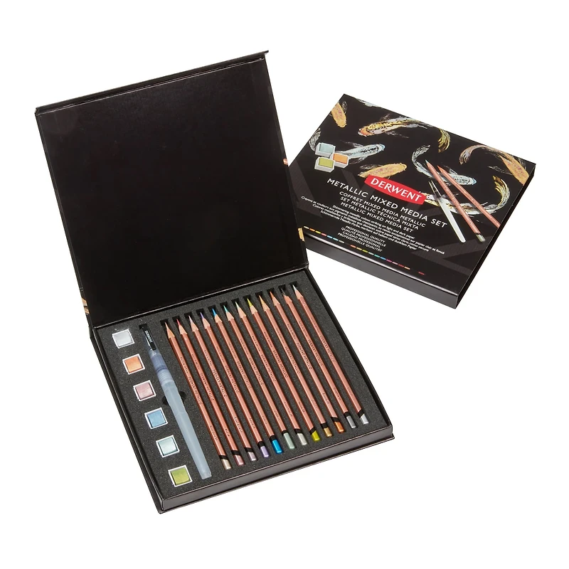 Derwent® 19-Piece Metallic Mixed Media Set