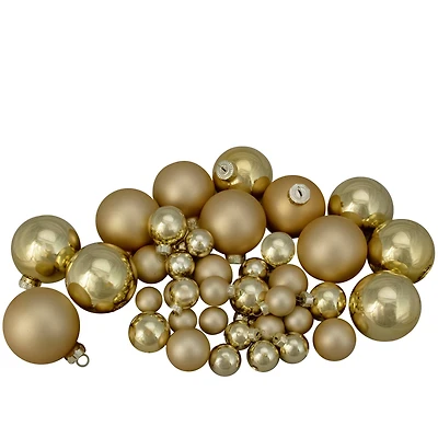 40ct. 2.5" Gold Glass 2-Finish Christmas Ball Ornaments