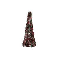 Hello Honey® 10.75" Red & Green Metal & Glass Beaded Christmas Tree