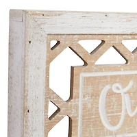 Set of 2 Beige Wood Farmhouse Sign Wall Decor, 12.25" x 7"