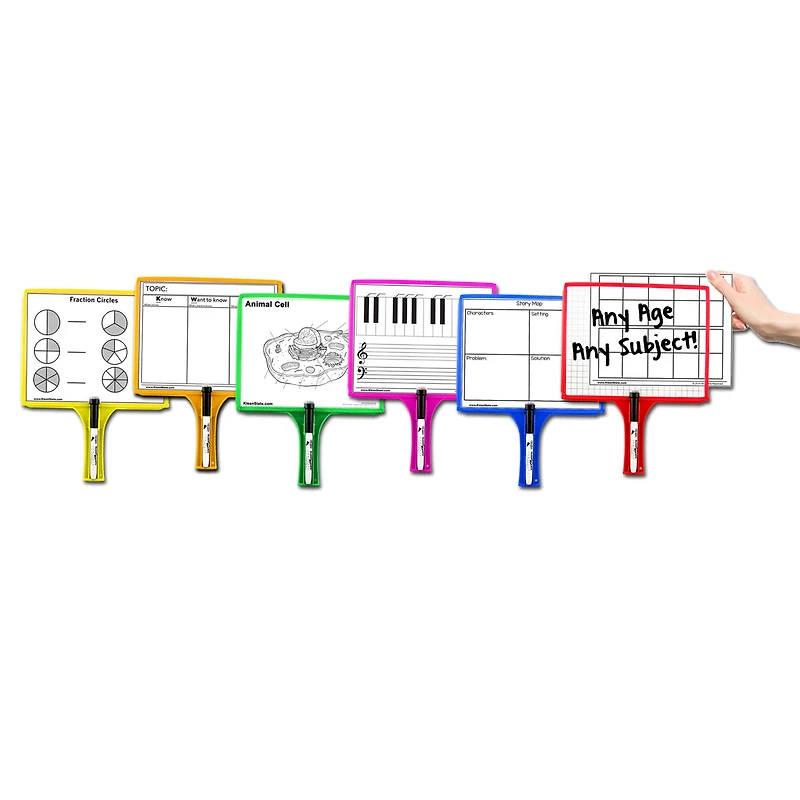 KleenSlate® Handheld Whiteboards with Clear Dry Erase Sleeves & Markers