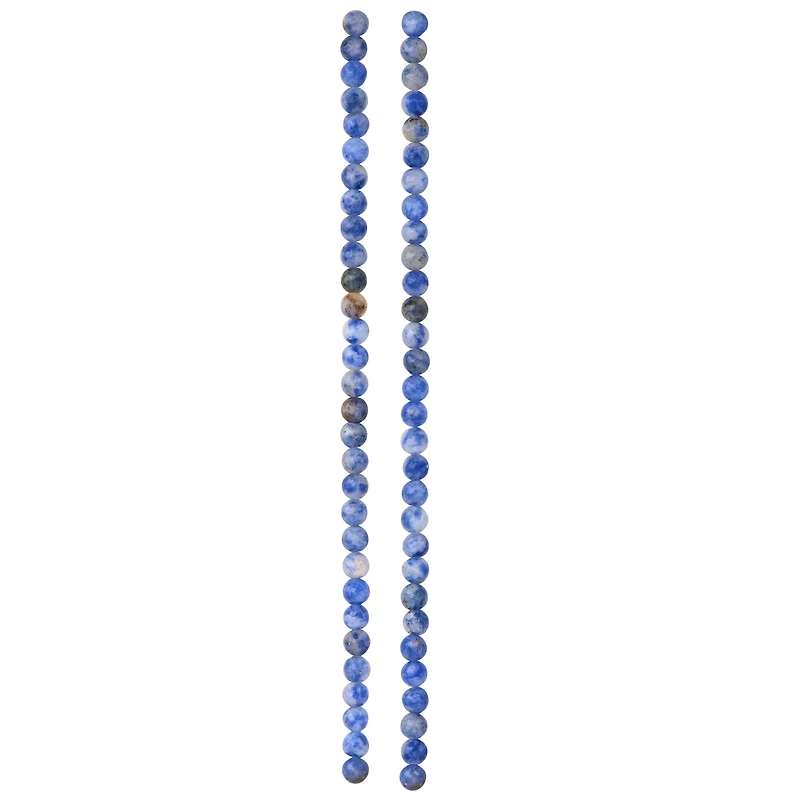 12 Packs: 2 ct. (24 total) Blue Spotted Sodalite Stone Round Beads, 4mm by Bead Landing®