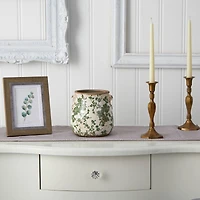 6.5" Tuscan Ceramic Green Scroll Planter