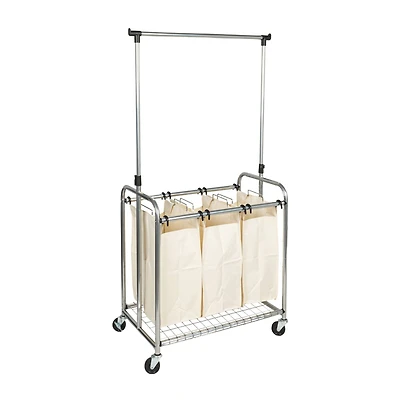 Household Essentials 3-Bag Laundry Sorter with Clothes Rack