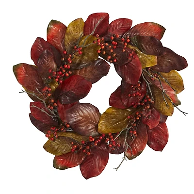 24" Harvest Magnolia Leaf & Berries Wreath