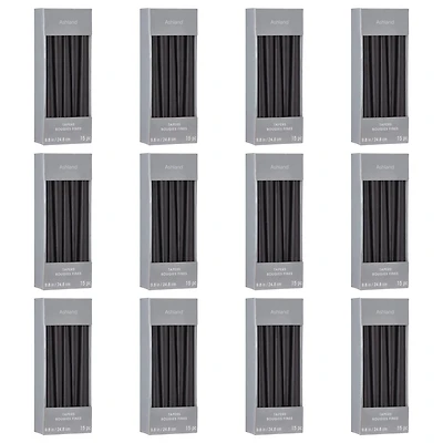 12 Packs: 15 ct. (180 total) Basic Elements™ 10" Black Taper Candles by Ashland®