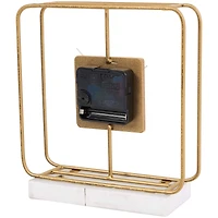 8" Gold Metal Geometric Open Frame Clock with White Clockface & Base