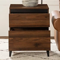 Walker Edison 20" Dark Walnut 2-Drawer Urban Side Table