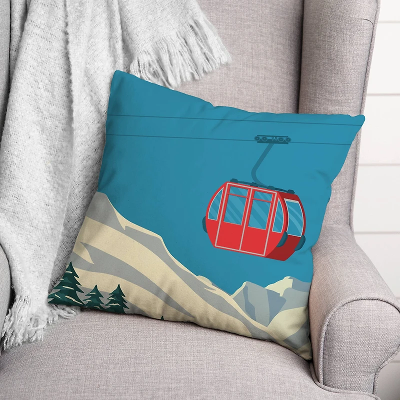 Ski Lift Lodge 18x18 Throw Pillow