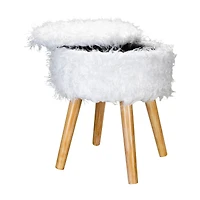Organize It All White Faux Fur Storage Ottoman