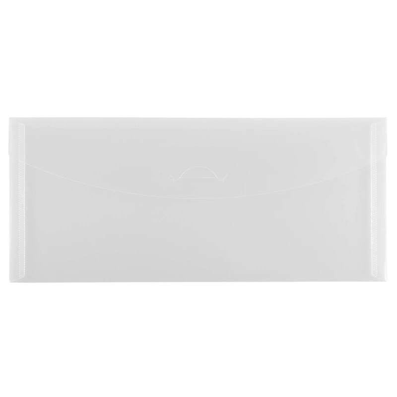 JAM Paper 4.25" x 9.75" Clear Plastic Tuck Flap Closure Envelopes, 12ct.