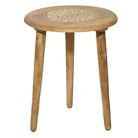 22" Brown Mango Wood Traditional Accent Table