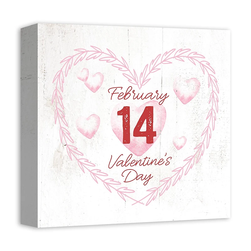 Valentines Day Calendar Wreath Canvas Wall Art