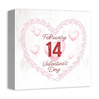 Valentines Day Calendar Wreath Canvas Wall Art