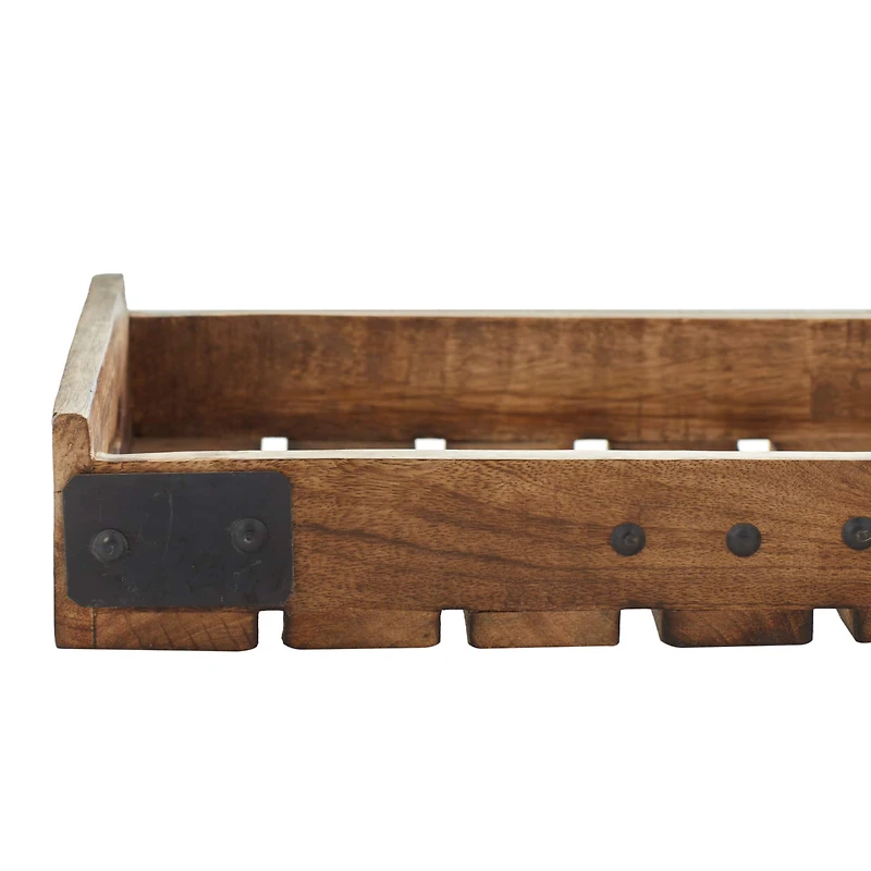 Brown Mango Wood Farmhouse Tray Set