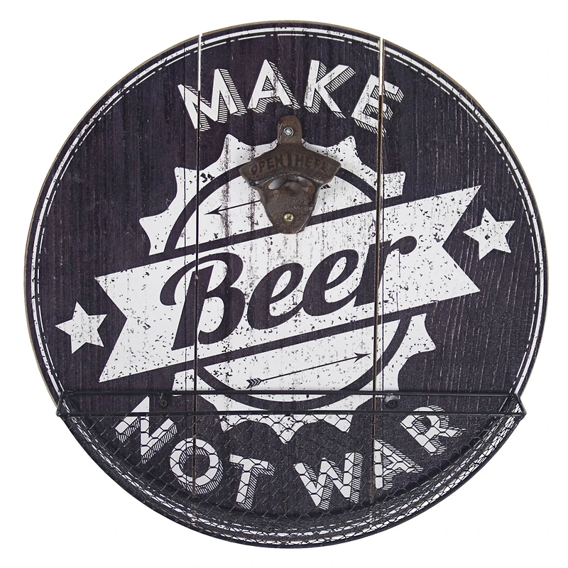 14" Make Beer Not War Wall Mounted Bottle Opener