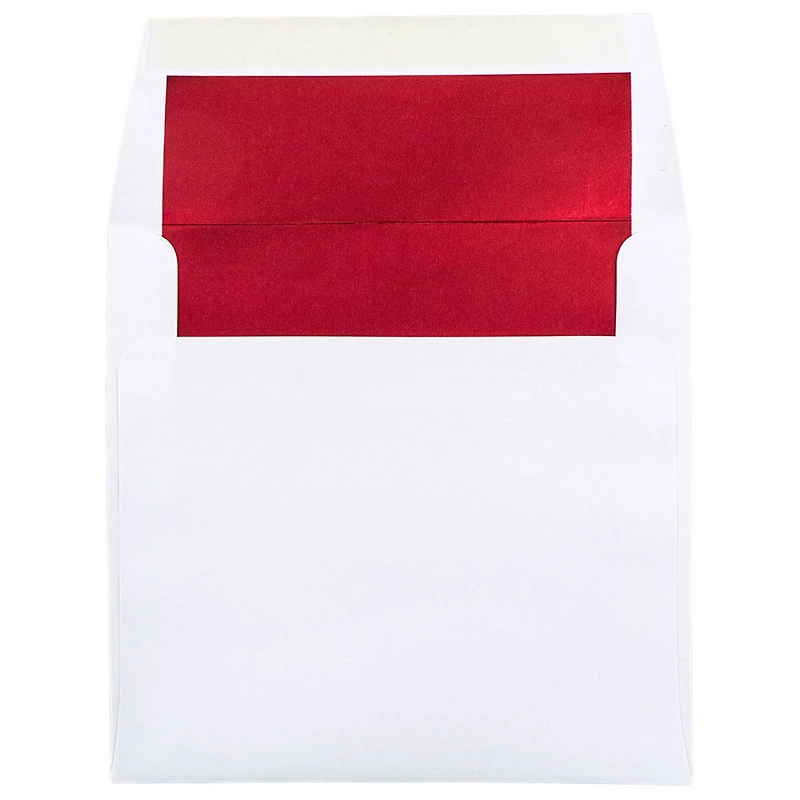 JAM Paper 6" x 6" Square Red Foil Lined Invitation Envelopes
