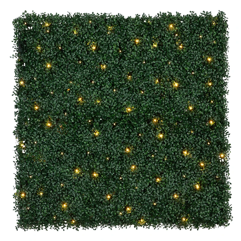 40" Pre-Lit Warm White LED Boxwood Artificial Living Wall Panel