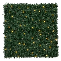 40" Pre-Lit Warm White LED Boxwood Artificial Living Wall Panel