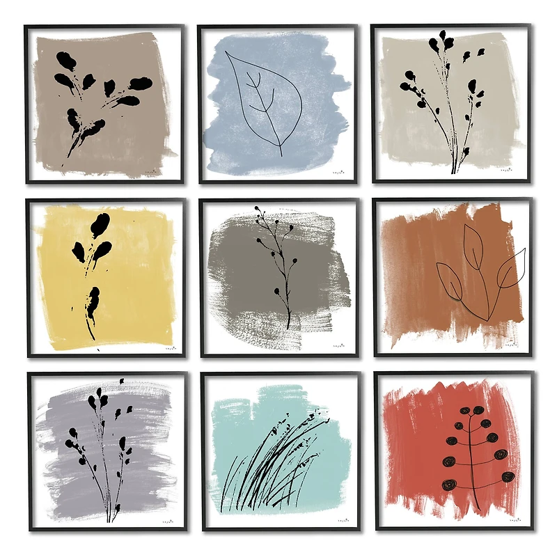 Stupell Industries Abstract Plants Expressive Modern Botanicals Paint Stroke Pattern Framed Wall Art