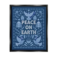 Stupell Industries Peace On Earth Blue Doves Framed Floater Canvas Wall Art