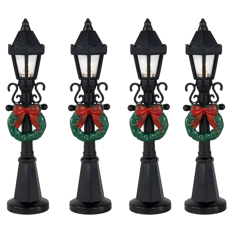 4.75" Christmas Village Lighted Street Lamps, 4ct.
