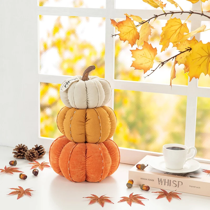 Glitzhome® 13" Fall Stacked Fabric Pumpkin