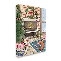 Stupell Industries Cozy Christmas Fireplace Tree Canvas Wall Art