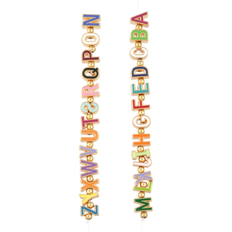 Gold Mixed Enamel Metal Alphabet Beads by Bead Landing™