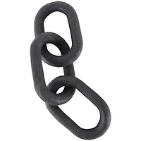 23" Matte Black Distressed Wood 3-Link Chain Sculpture