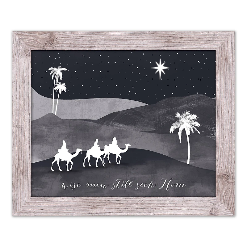 Designs Direct 20" x 16" Wise Men Seek Him Western White Framed Print
