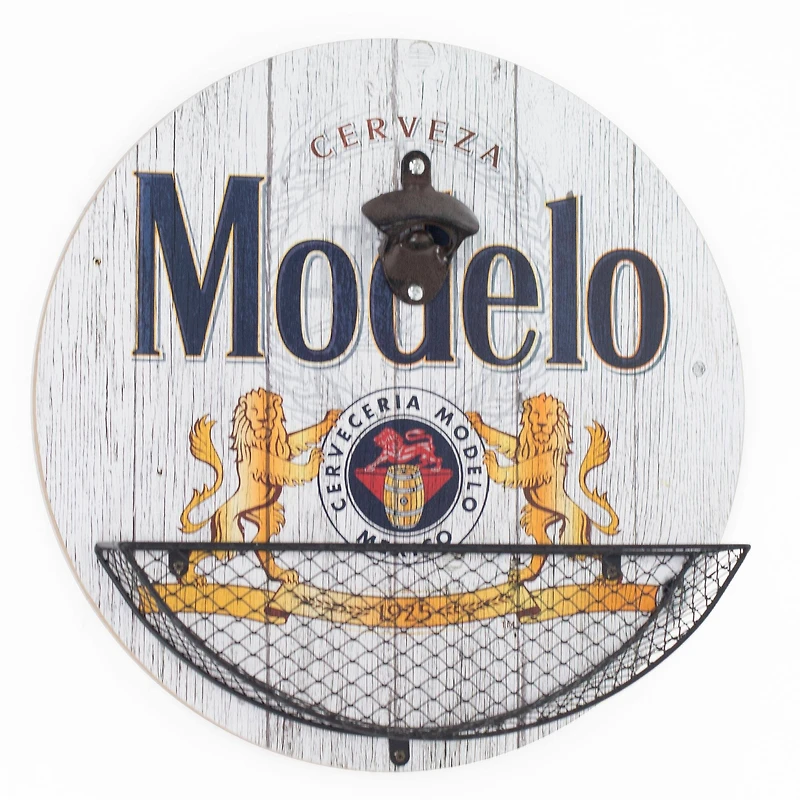 14" Modelo Beer Bottle Opener & Cap Catcher Wall Décor