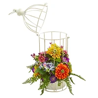 21" Mixed Flower Arrangement in Birdcage