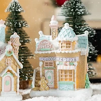 Glitzhome® 7" Christmas Macaron Resin Village Table Decor Set