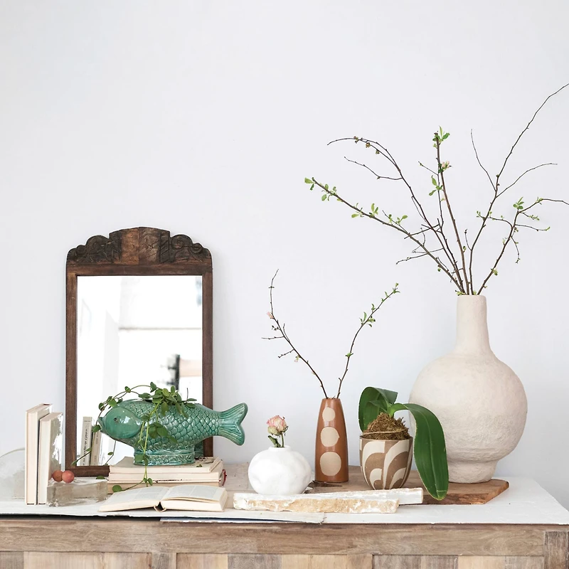 Hello Honey® 17" Turquoise Debossed Stoneware Fish Planter