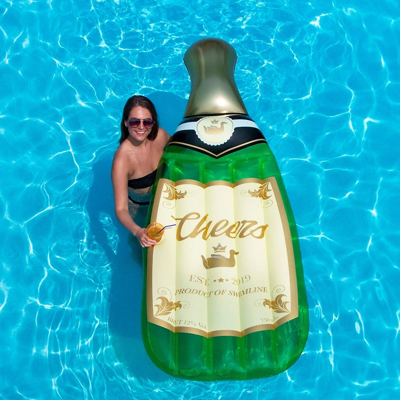 94" Green & Gold Champagne Bottle Swimming Pool Float