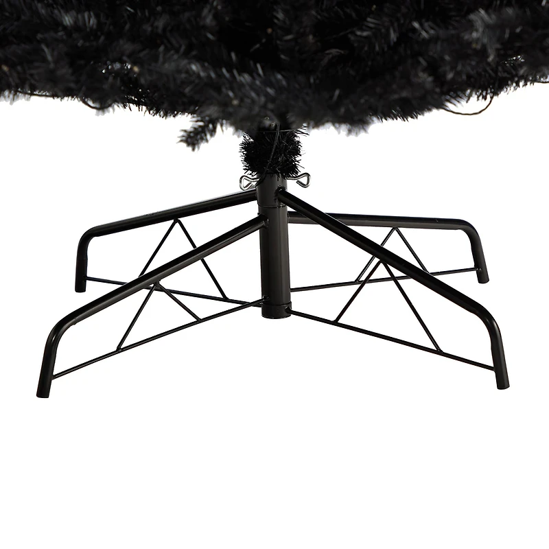 10ft. Pre-Lit Black Artificial Christmas Tree, Clear LED Lights