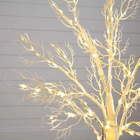 4ft. Pre-Lit White Twig Artificial Tree, Warm White LED Lights