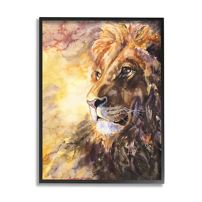 Stupell Industries Regal Lion Mane Safari Animal King Portrait in Frame Wall Art