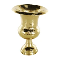 13" Gold Aluminum Hammered Goblet Vase