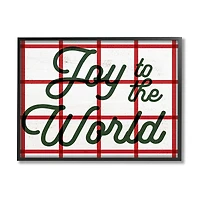Stupell Industries Joy To The World Tartan Phrase Framed Giclee Art