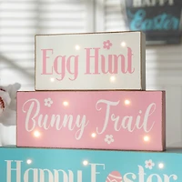 Glitzhome® 12" Easter LED Lighted Wooden & Metal Block Word Sign