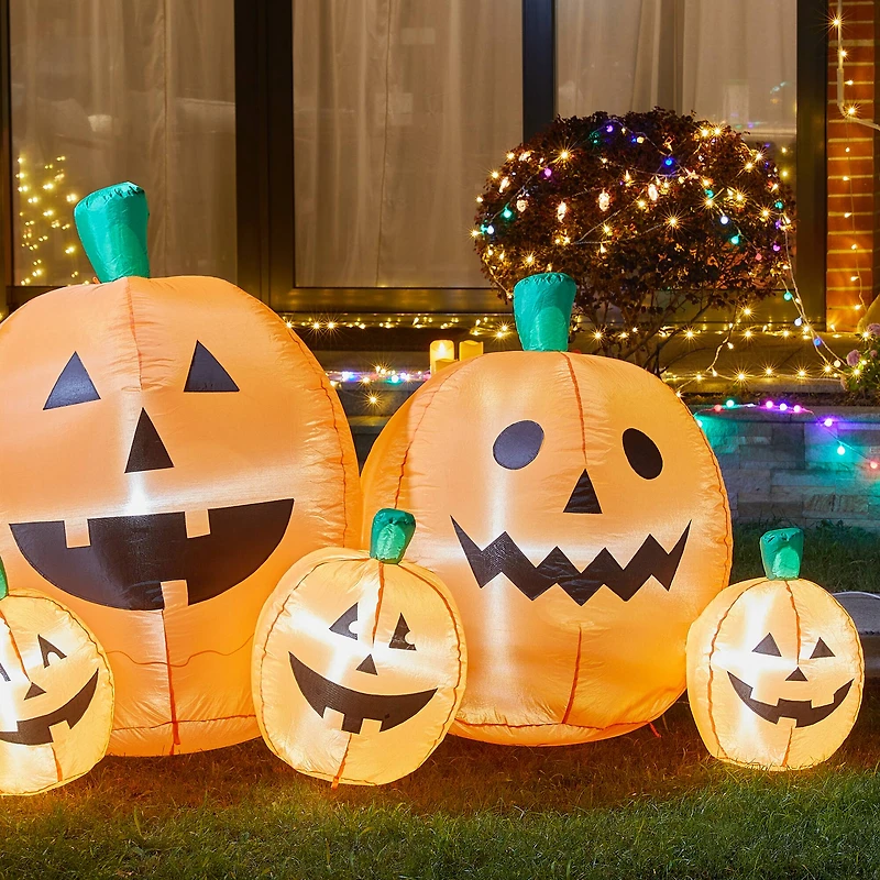 Glitzhome® 8ft. Lighted Inflatable Jack-O-Lantern Pumpkins Décor