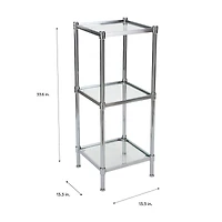 Organize It All Glacier 34" 3-Tier Freestanding Tempered Glass Shelving Tower