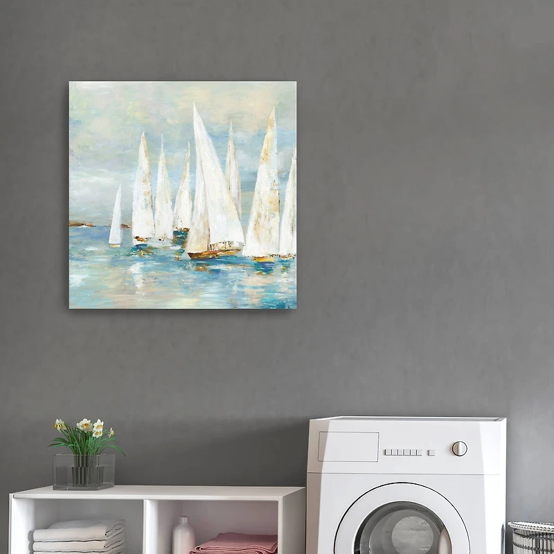 White Sailboats Canvas Giclee