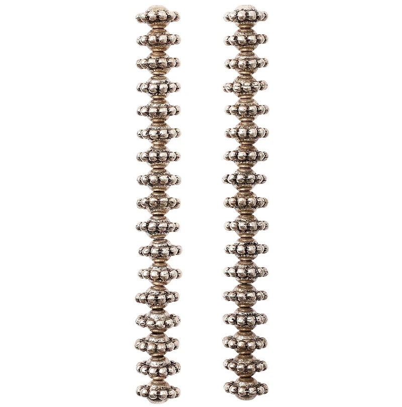 12 Pack:  Silver Plated Bumpy Metal Rondelle Beads, 10mm by Bead Landing™
