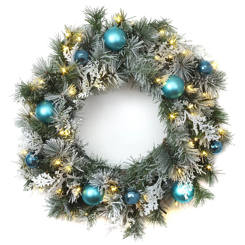 24" Pre-lit LED Tinkham Pine Wreath